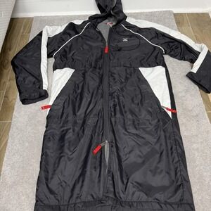 TYR Swim Parka Windbreaker Jacket Mens Small Black Gray Hooded Fleece Lined